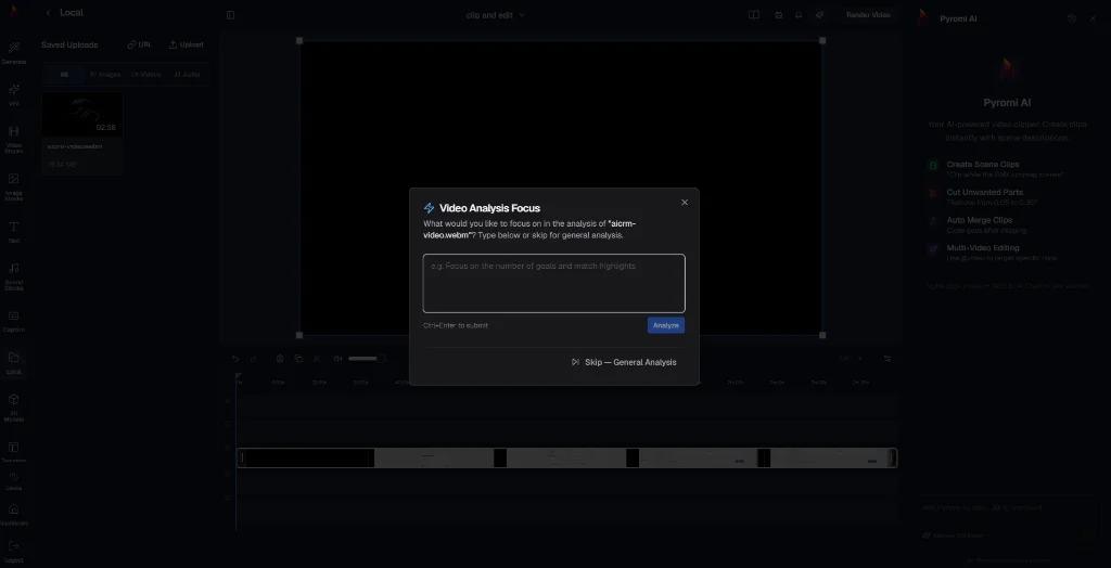 Pyromi Video Analysis Focus and Uploads